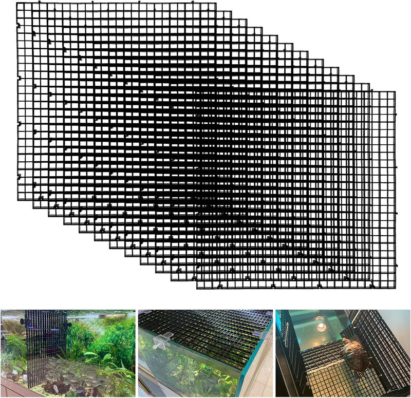 Weramics Plastic Egg Crate Fish Tank Divider Aquarium Filter Bottom Plastic Grid Fish Tank Isolation Board Black Egg Crate Tray((Black, 12pcs 11.8X11.8Inch with 0.35Inch Hole) - Image 1